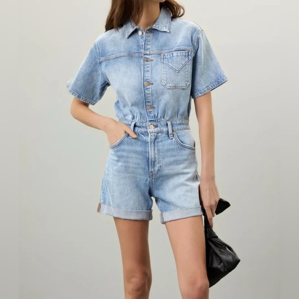HUDSON Jeans Short Sleeve Romper Size 25 NWT Ocean Waters NWT $285